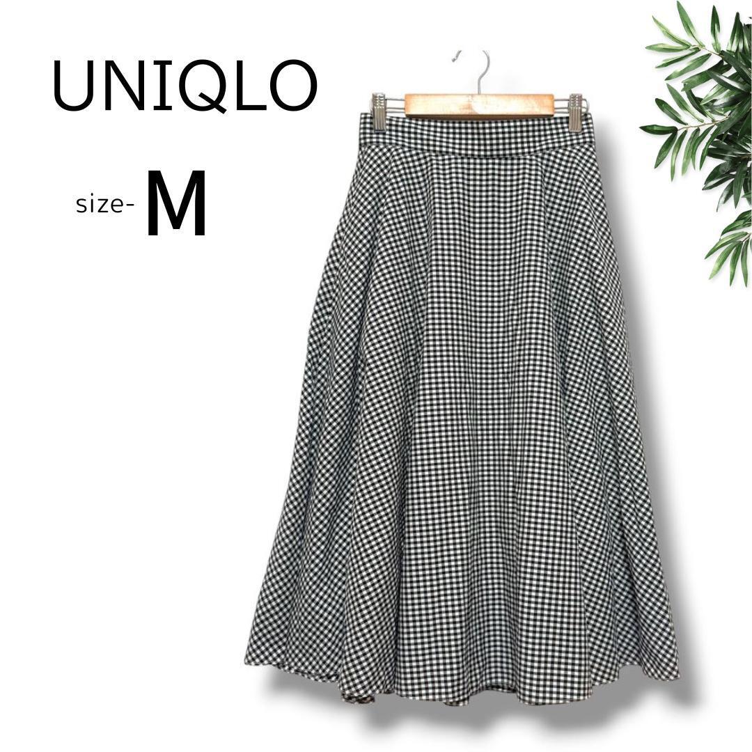 UNIQLO【M】極美品 チェック フレア スカート ユニクロ 裏地 シンプル チェック柄 フレアスカート おしゃれ かわいい拍卖