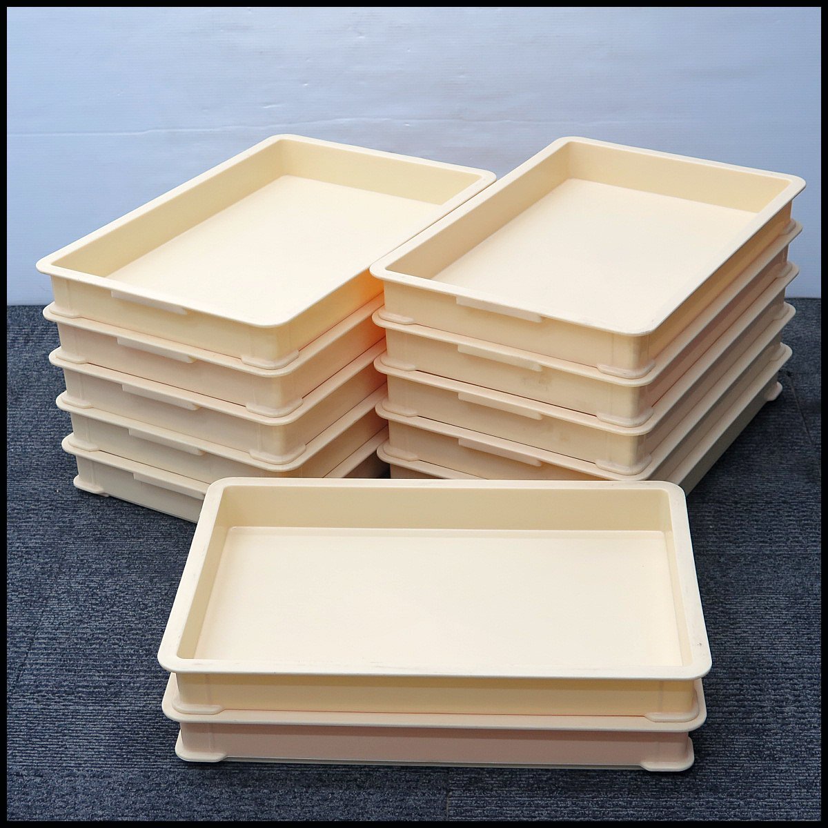 I10-2) 12箱セット リスのプラスチック ばんじゅう コンテナー 小型 浅/番重/パンコンテナ/フードコンテナ/仕分け/洋菓子/製造工業/F-19拍卖