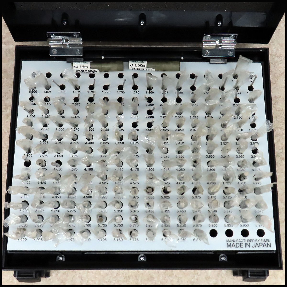 ■アイゼン・新潟精機 ピンゲージ Φ1.500~6.275mm 0.025mmとび 192本/ピンゲージセット EM-1/穴径測定/公差拍卖