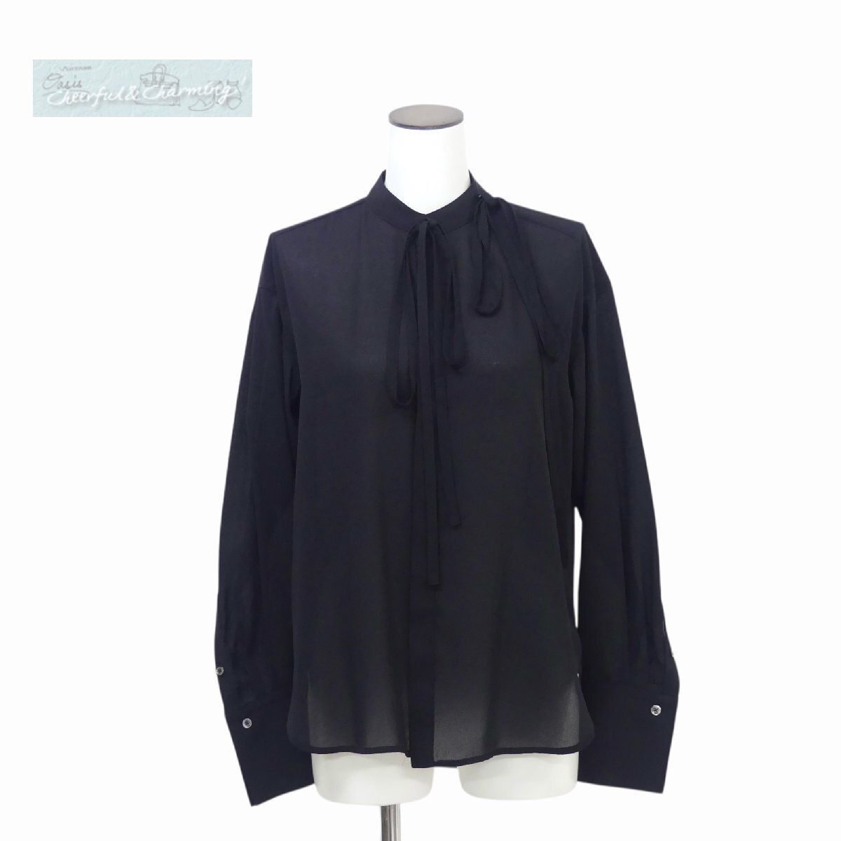 未使用 新作 SHE Tokyo シートーキョー Ellen W Tie Georgette 0 ブラック 3WAY メンズライク クラシックブラウス '25年商品拍卖