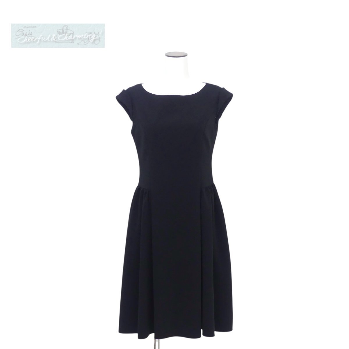 Rene ストレッチノースリーブフレアワンピース 38 ブラック ポリエステルBLEND 6136740拍卖