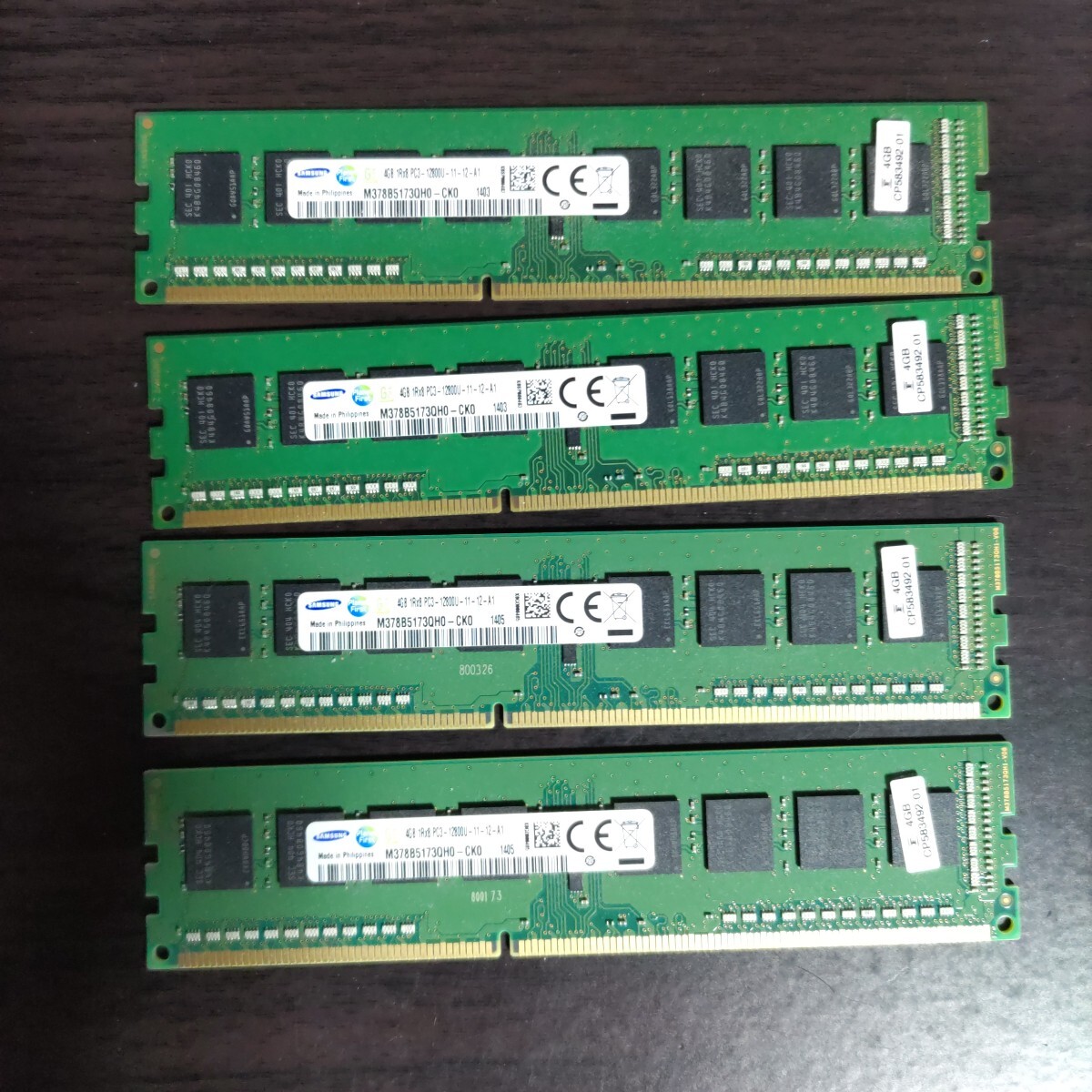 デスクトップ用 Samsung(サムスン) DDR3メモリ PC3-12800 4G x 4枚拍卖