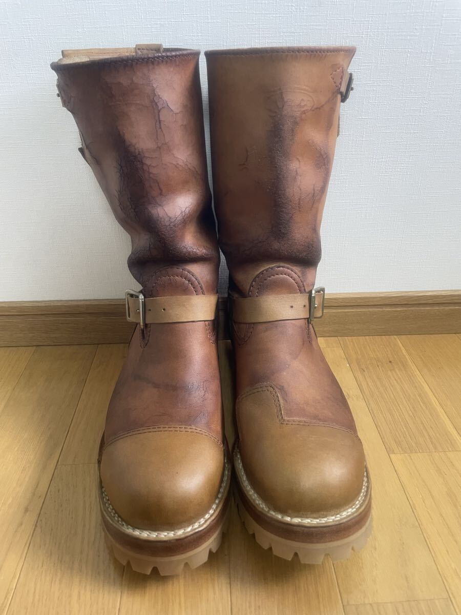 wesco BOSS 9.5E ウエスコ ボス バーラップ カスタム エンジニア ブーツ 28.5 ベージュ レザートゥキャップ バイカー仕様拍卖