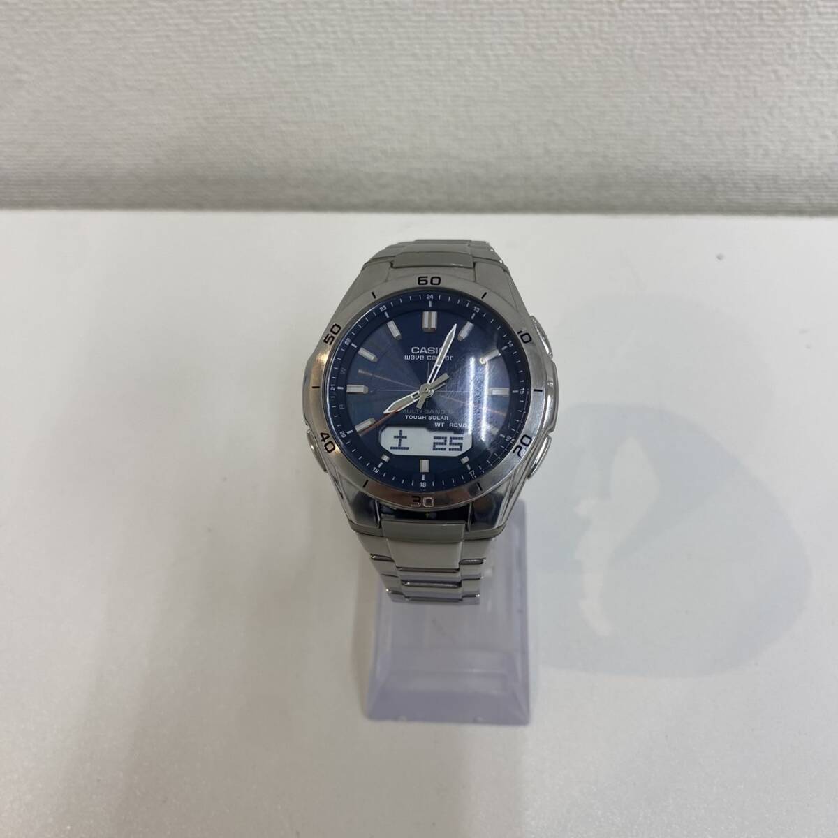 【TG1025】 CASIO カシオ wave ceptor WVA-M640 メンズ 青文字盤 腕時計 現状稼動品 動作確認済拍卖