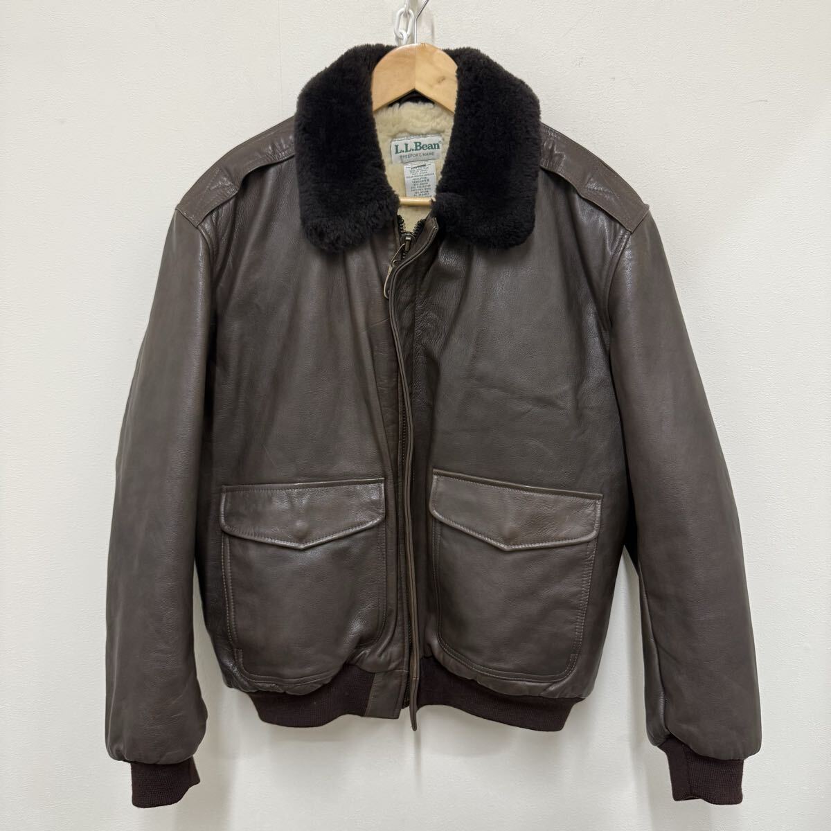 (34) L.L.Bean 80s G-1 TYPE レザージャケット ブラウン L USA製 S288 メンズ エルエルビーン アウター ジップアップ ヴィンテージ 拍卖