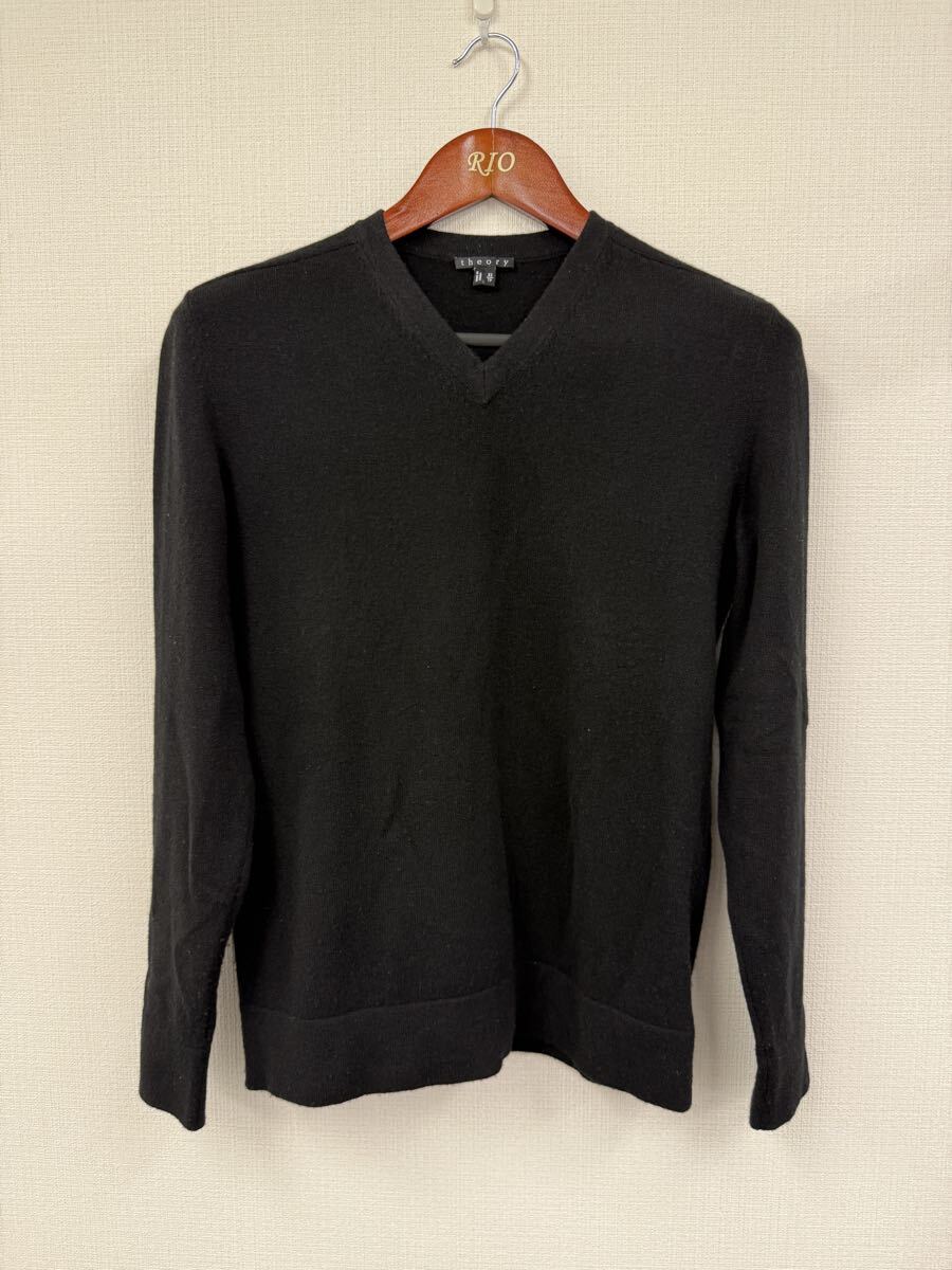 theory セオリー カシミヤ 100% ニット セーター サイズ XS 黒 ブラック メンズ Vネック 長袖拍卖
