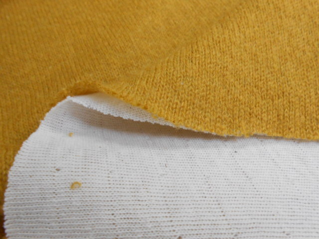 特価☆綿・ウール接結無地ニット生地・マスタード2M☆No45拍卖