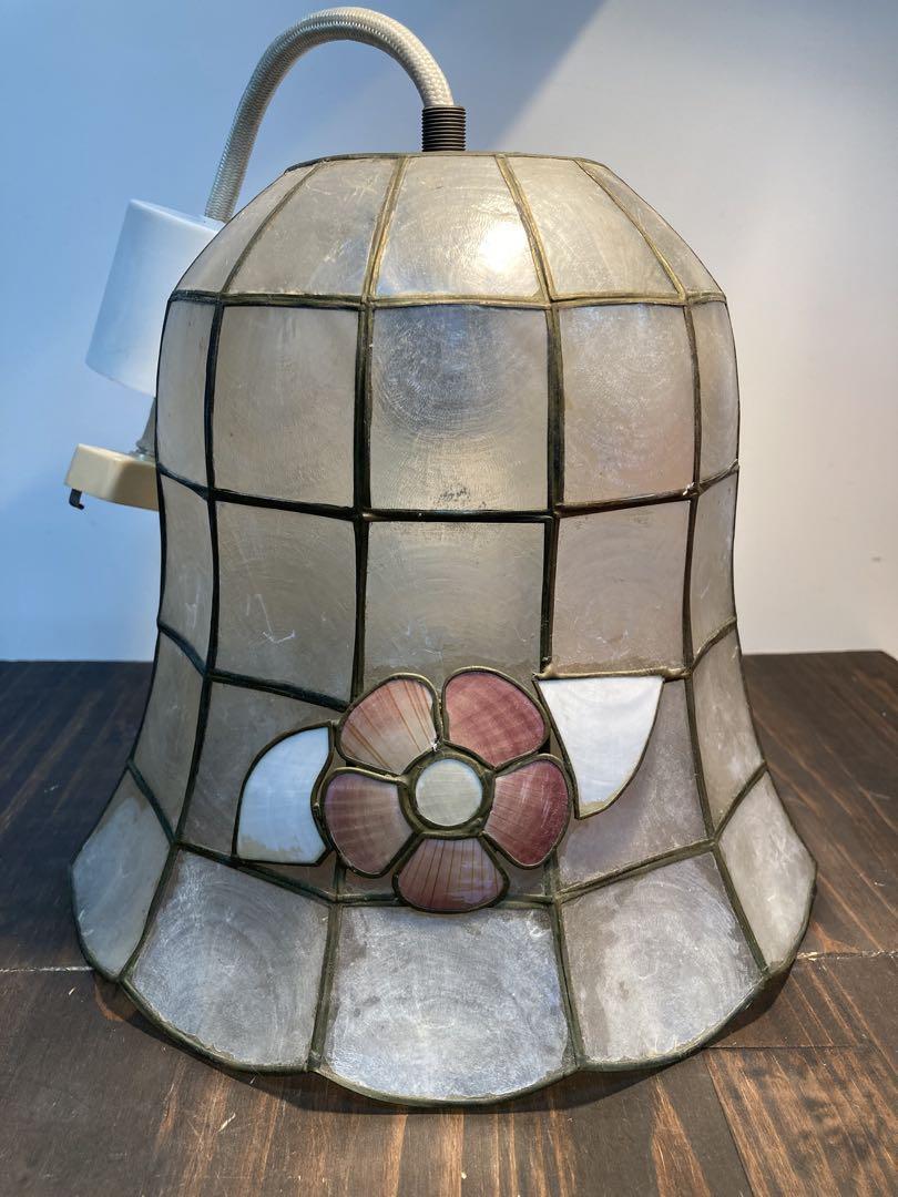 K-1411 シェルランプ フラワーランプ 昭和レトロ 吊り下げランプ 洋館拍卖