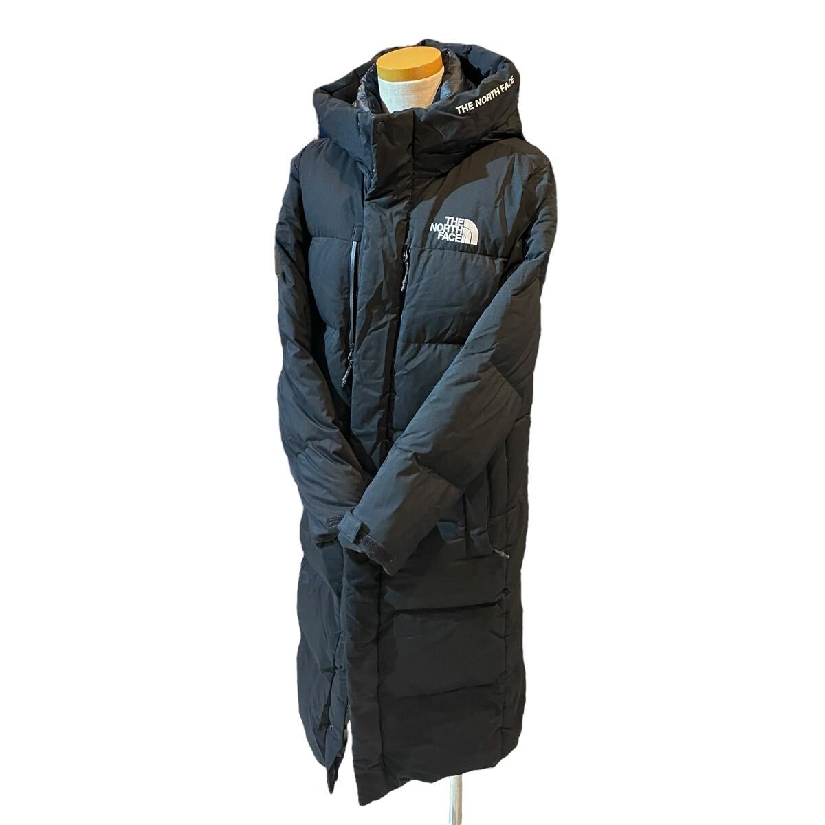 ノースフェイス ロング ダウンジャケット ブラック THE NORTH FACE ベンチコート S 90 刺繍ロゴ 拍卖