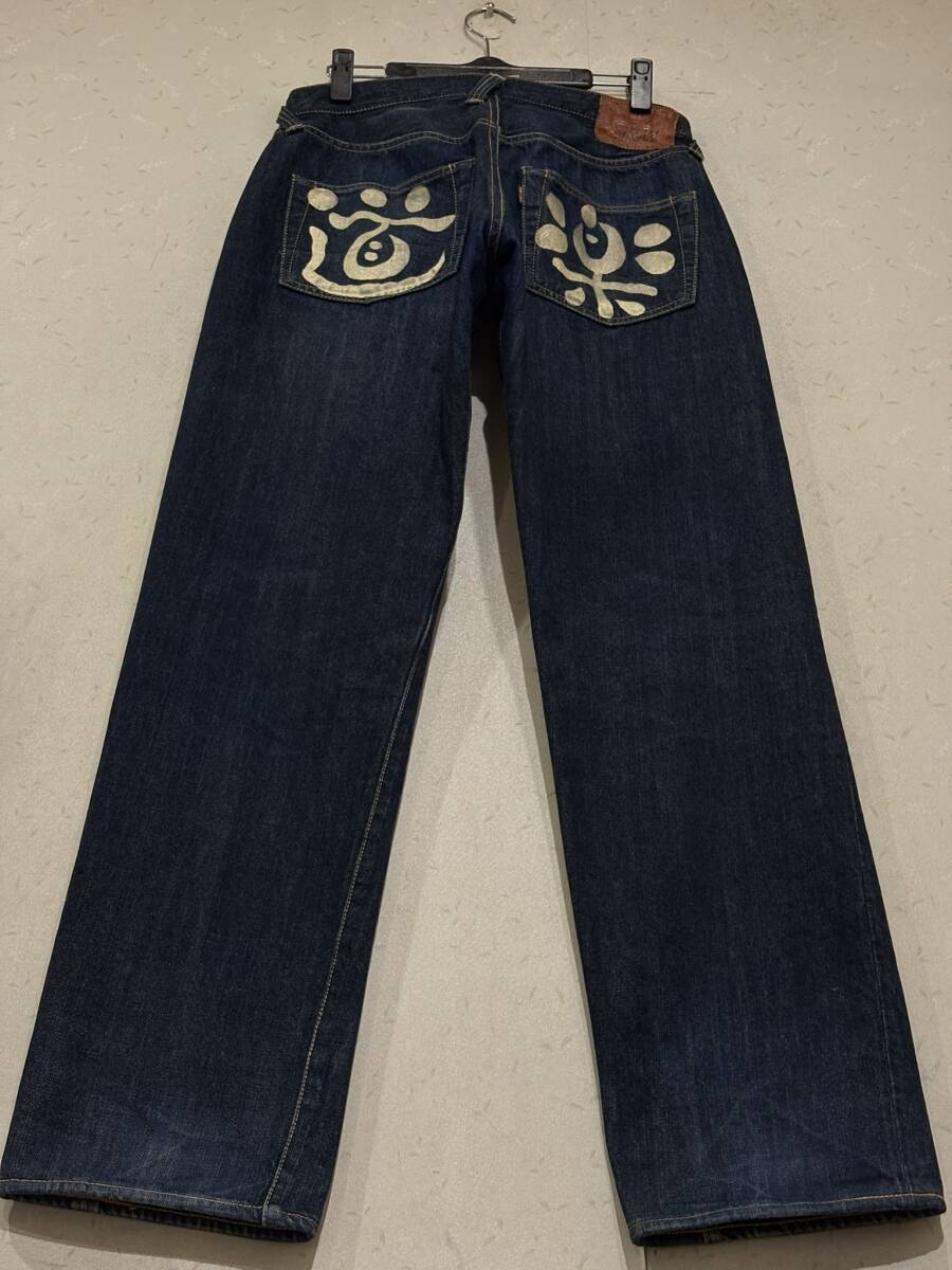 ※EVISU エヴィス エビス Lot 2000 No1 SPECIAL 道楽ペイント セルビッチ デニムパンツ 濃紺 34    BJBE.AJ拍卖