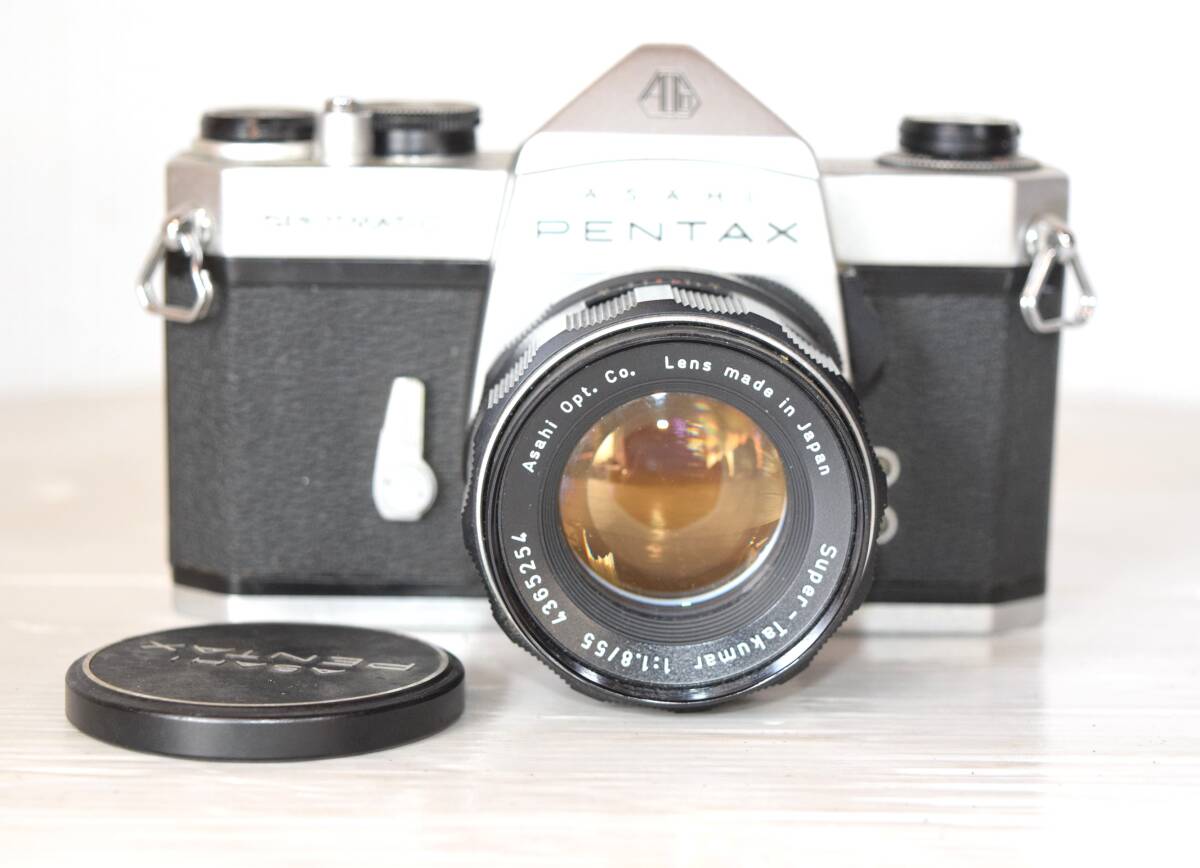 Y ペンタックス PENTAX SPOTMATIC フィルム一眼レフ ボディSuper-TAKUMAR 1:1.8/55 レンズセット拍卖