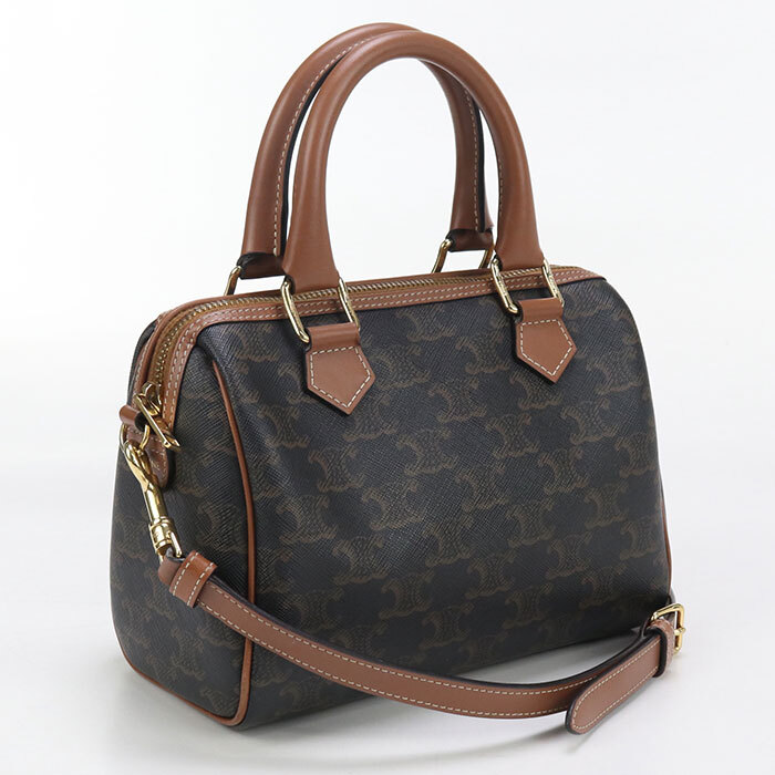 中古 CELINE セリーヌ ミニボストン 113772CAS.04LU スモール 2WAY トリオンフキャンバス レディース ブラウ 爆買拍卖