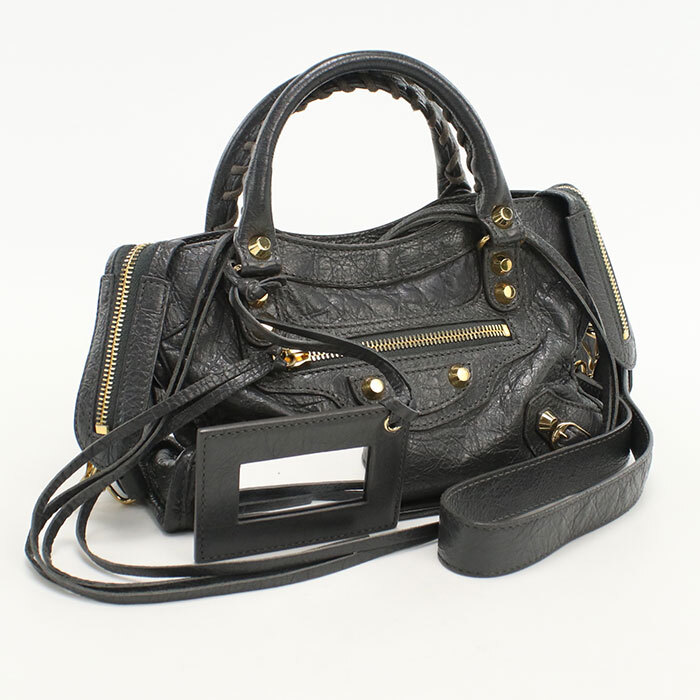 中古美品 BALENCIAGA バレンシアガ ハンドバッグ 300295 2WAY クラシック ミニシティ レディース ブラック 爆買拍卖