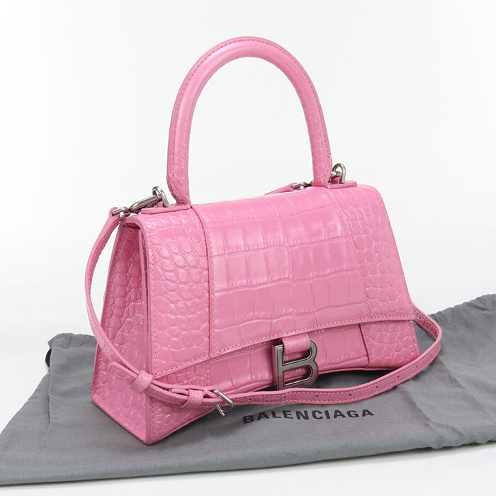 中古良品 BALENCIAGA バレンシアガ ハンドバッグ 593546 2WAYハンドバッグ アワーグラス レディース ピンク拍卖