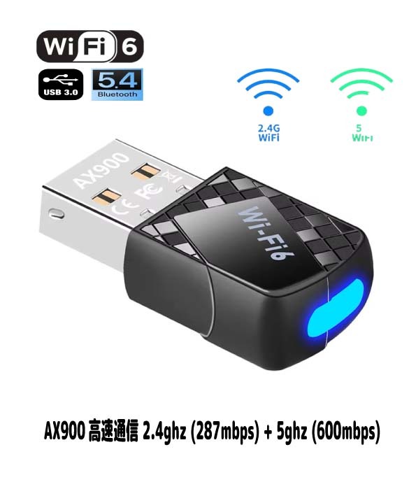 USBレシーバー ドングル Wi-Fi6/Bluetooth5.4/USB3.0 1台2役 2.4G & 5GHz 900Mbpsネットワーク 超高速・安定通信 拍卖