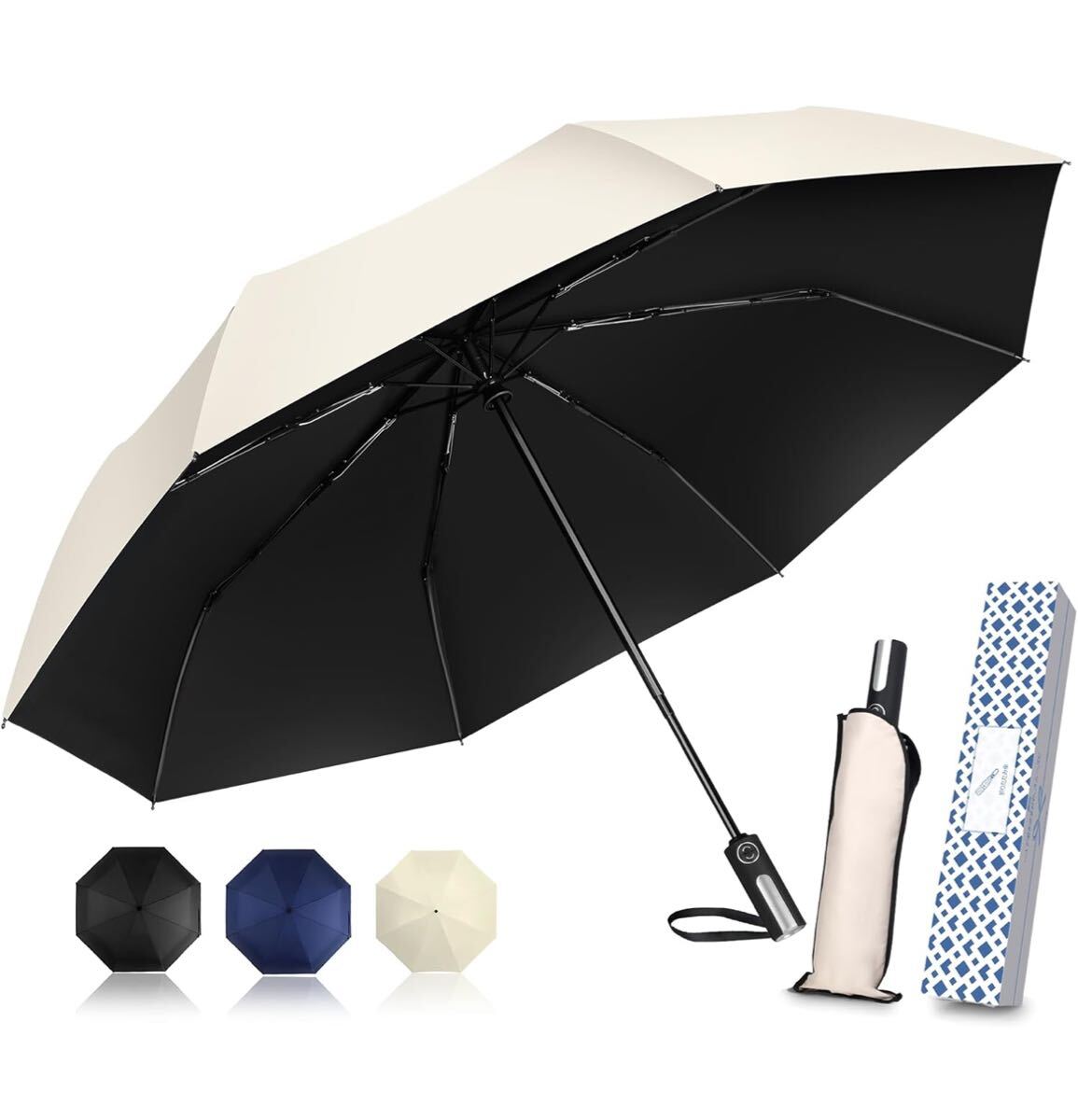 折りたたみ傘 ワンタッチ自動開閉 折り畳み傘 大きいサイズ 晴雨兼用 丈夫 軽量 強風に強い 豪雨対応 紫外線遮断 UVカット 収納ポーチ付き拍卖
