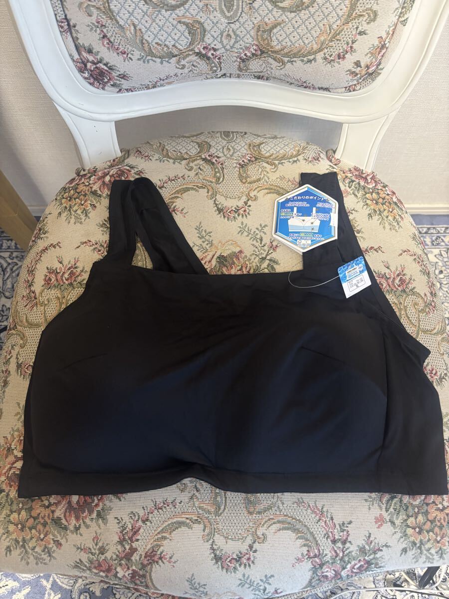 新品未使用 5Lサイズ 接触冷感素材 ブラック ブラジャー 大きい 超COOLクール 黒 ノンワイヤー 即決あり拍卖