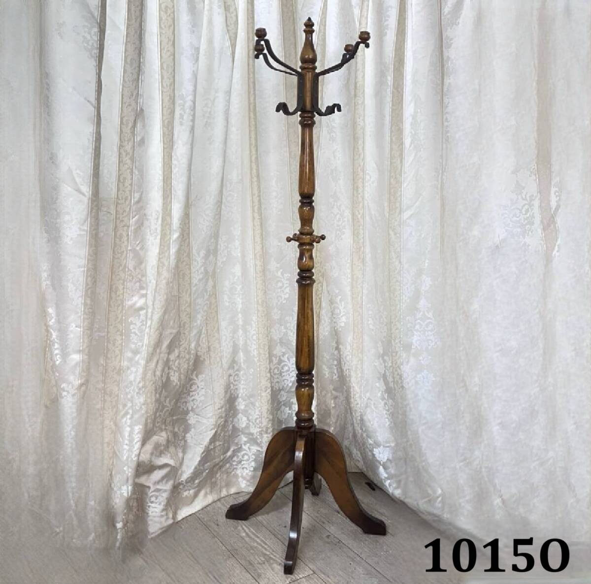 ★(志)Karimoku/カリモク家具 コロニアルシリーズ コートハンガー ポールハンガー 帽子掛け 高さ180cm 木製 アンティーク(I)1015O拍卖