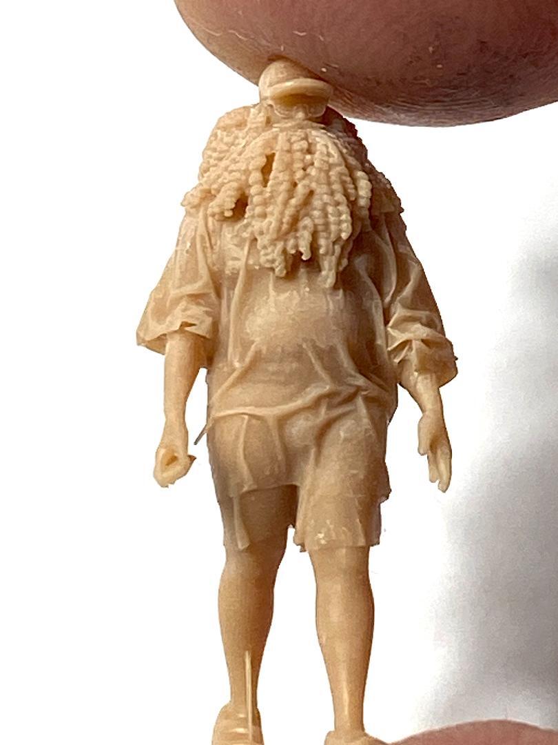 1/64スケール 縺れた髪と髭の肥満したおっさん ジオラマフィギュア 1450拍卖