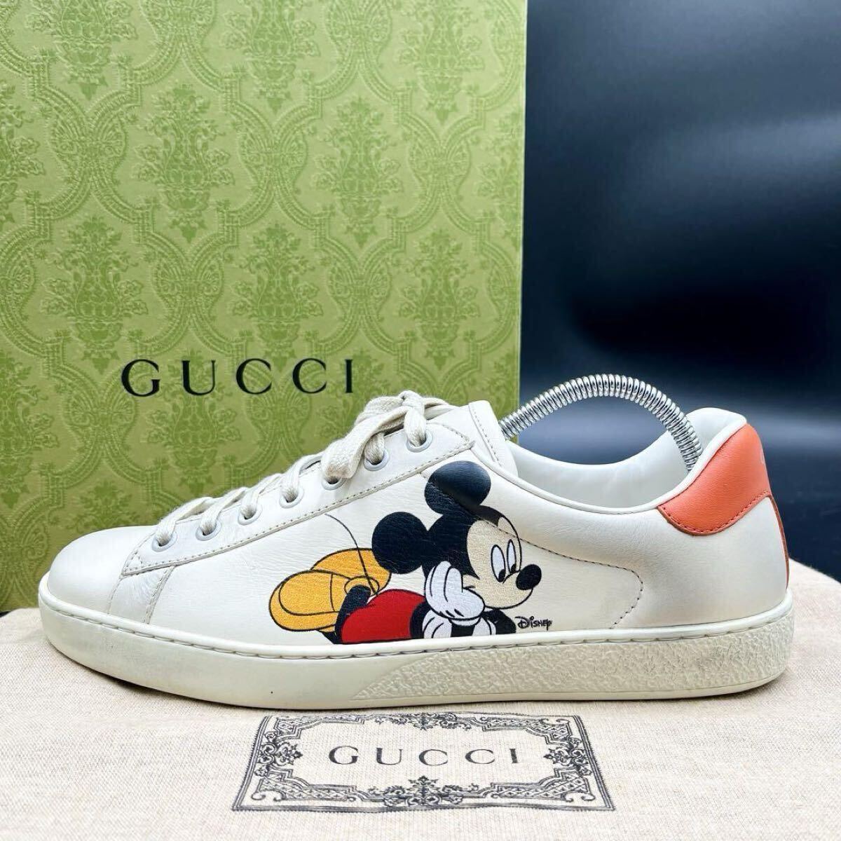 1円 【未使用級】GUCCI グッチ 【圧倒的存在感】 ディズニー コラボ エース ミッキー メンズ ローカット スニーカー シューズ 靴 25cm相当拍卖