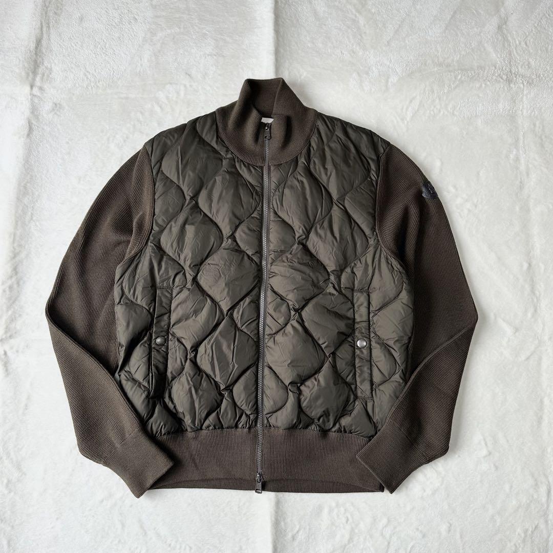 美品 MONCLER モンクレール CARDIGAN カーディガン キルティング 切り替え ダウンジャケット ブルゾン アウター カーキ M拍卖