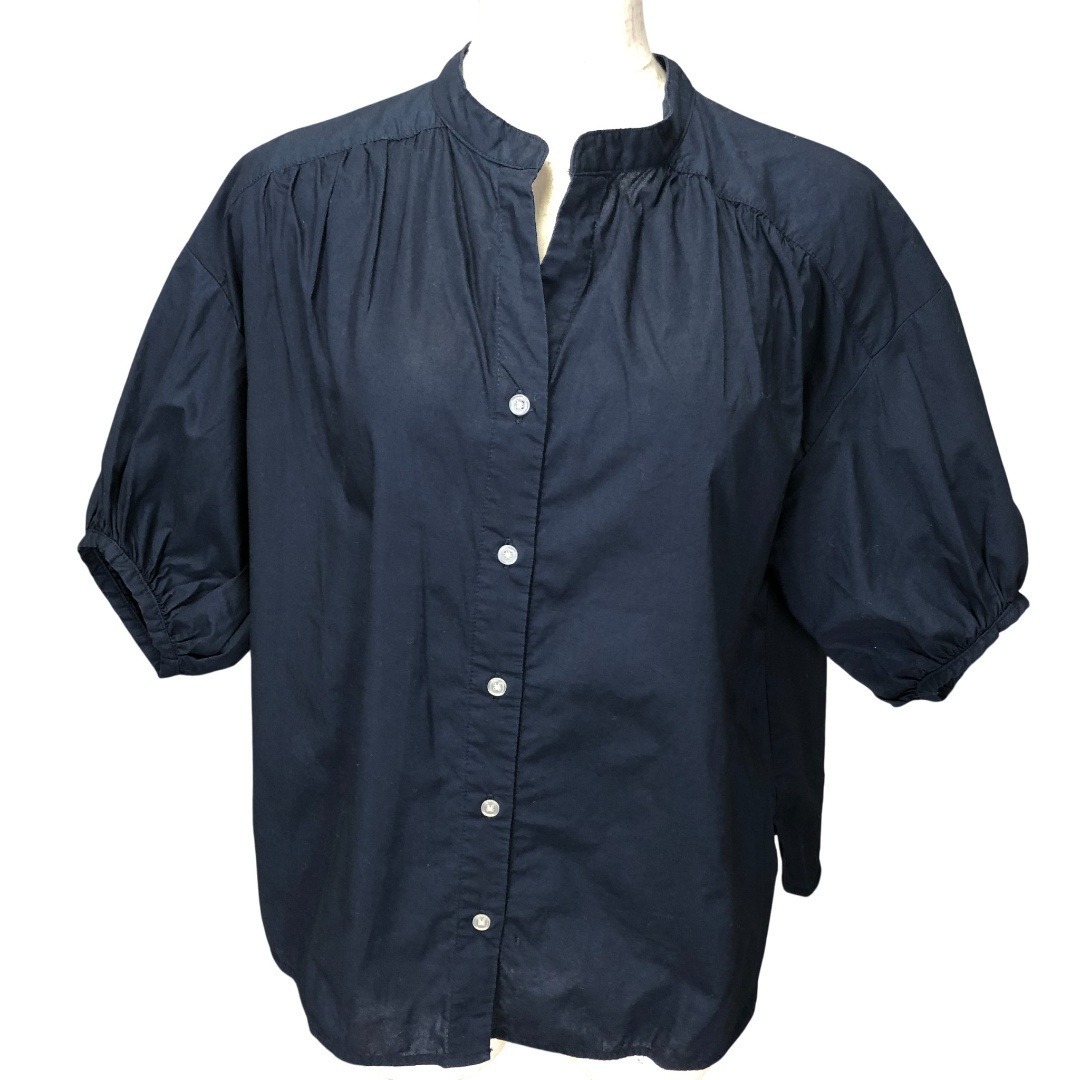 earth music&ecology 五分袖スタンドカラー ギャザー ブラウス拍卖