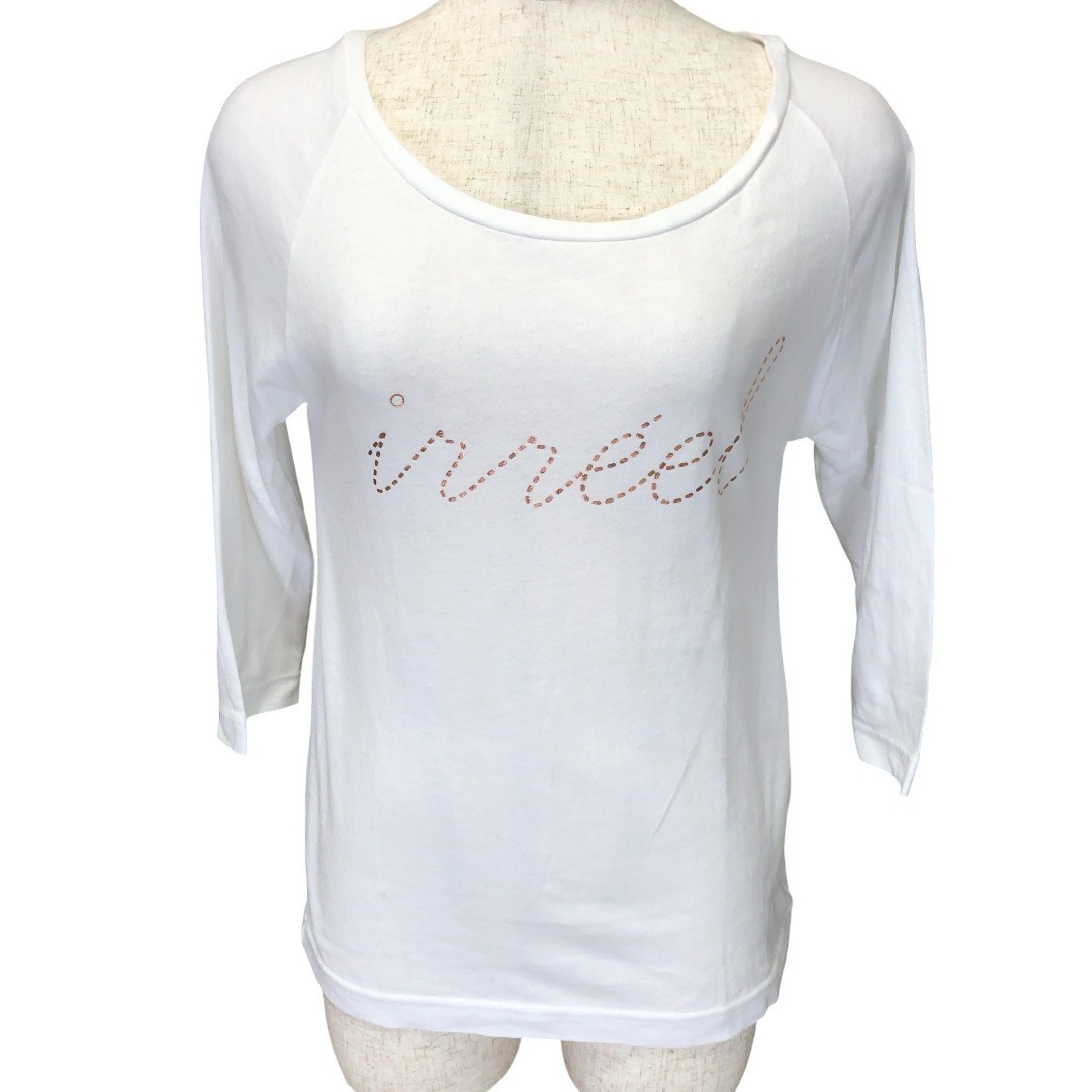 【美品】スローブイエナ SLOBE IENA 七分袖 ロゴ TシャツM 白拍卖