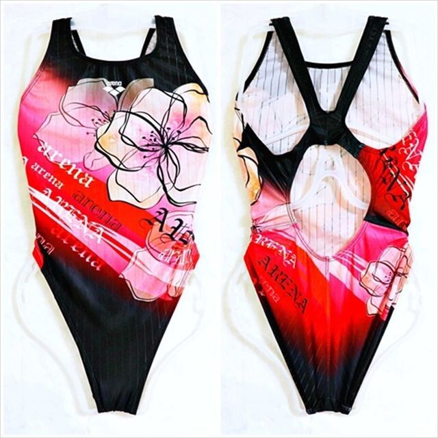 BE5-D85☆//arena/アリーナ♪競泳水着*大胆な花柄プリントがばっちり目立つ☆オープンバック※一番安価な送料はゆうパケットなら250円拍卖