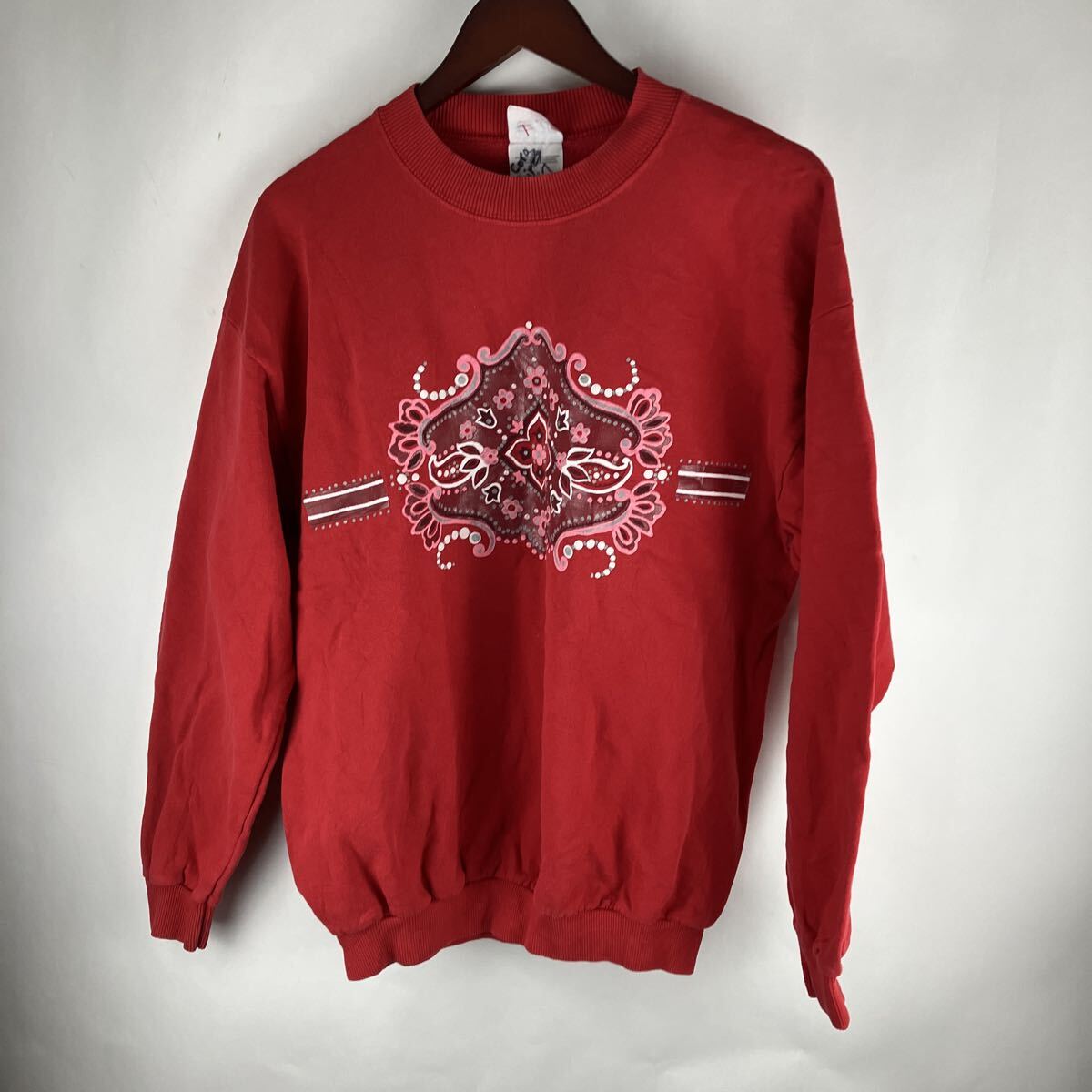 GILDAN ギルダン トレーナー スウェット 赤 レッド トップス プリント コットン Lサイズ 大きめサイズ 古着拍卖