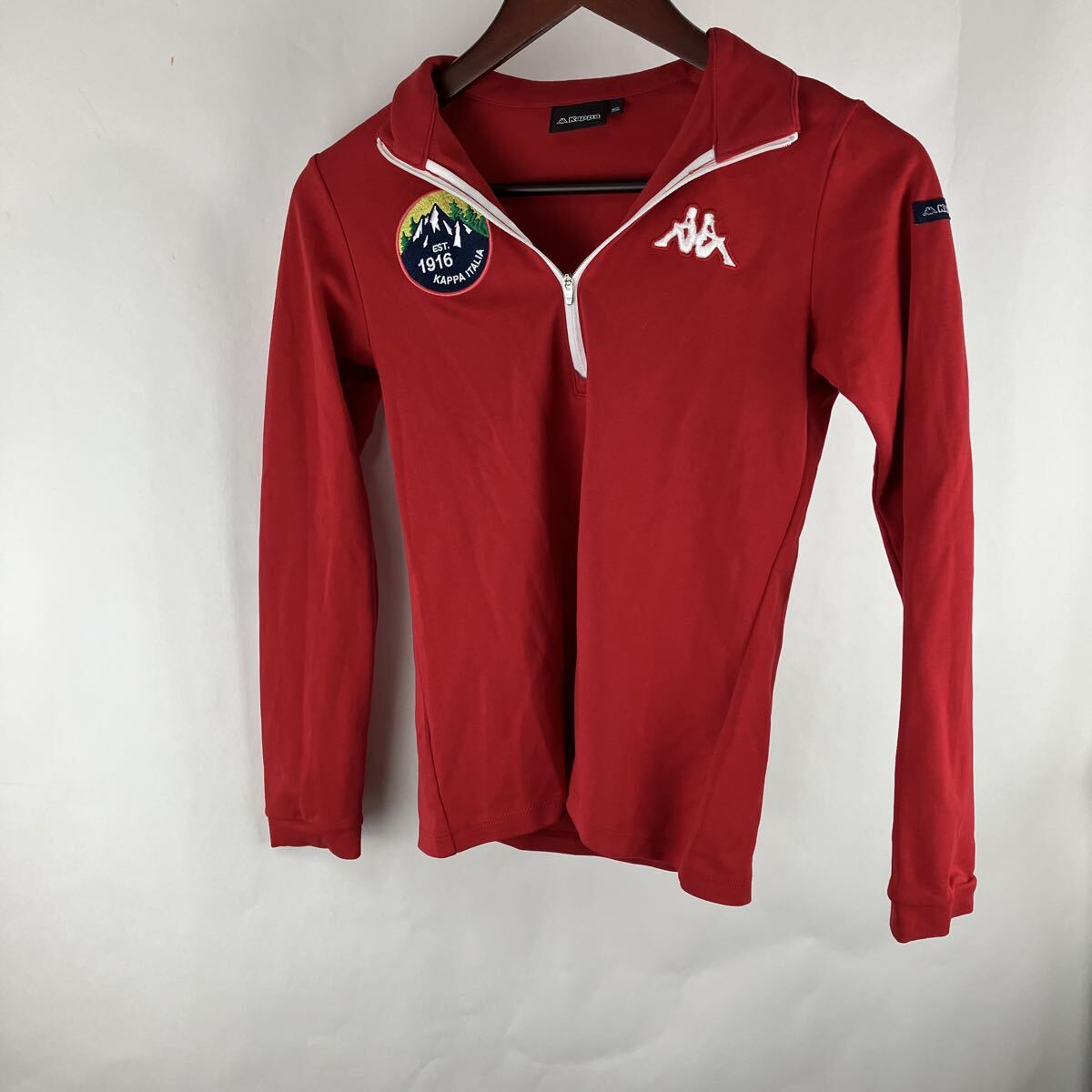 Kappa カッパ 長袖 赤 ゴルフウェア ポロシャツ GOLF Sサイズ スポーツ 刺繍 レッド ハーフジップ スポーツウェア カジュアル拍卖