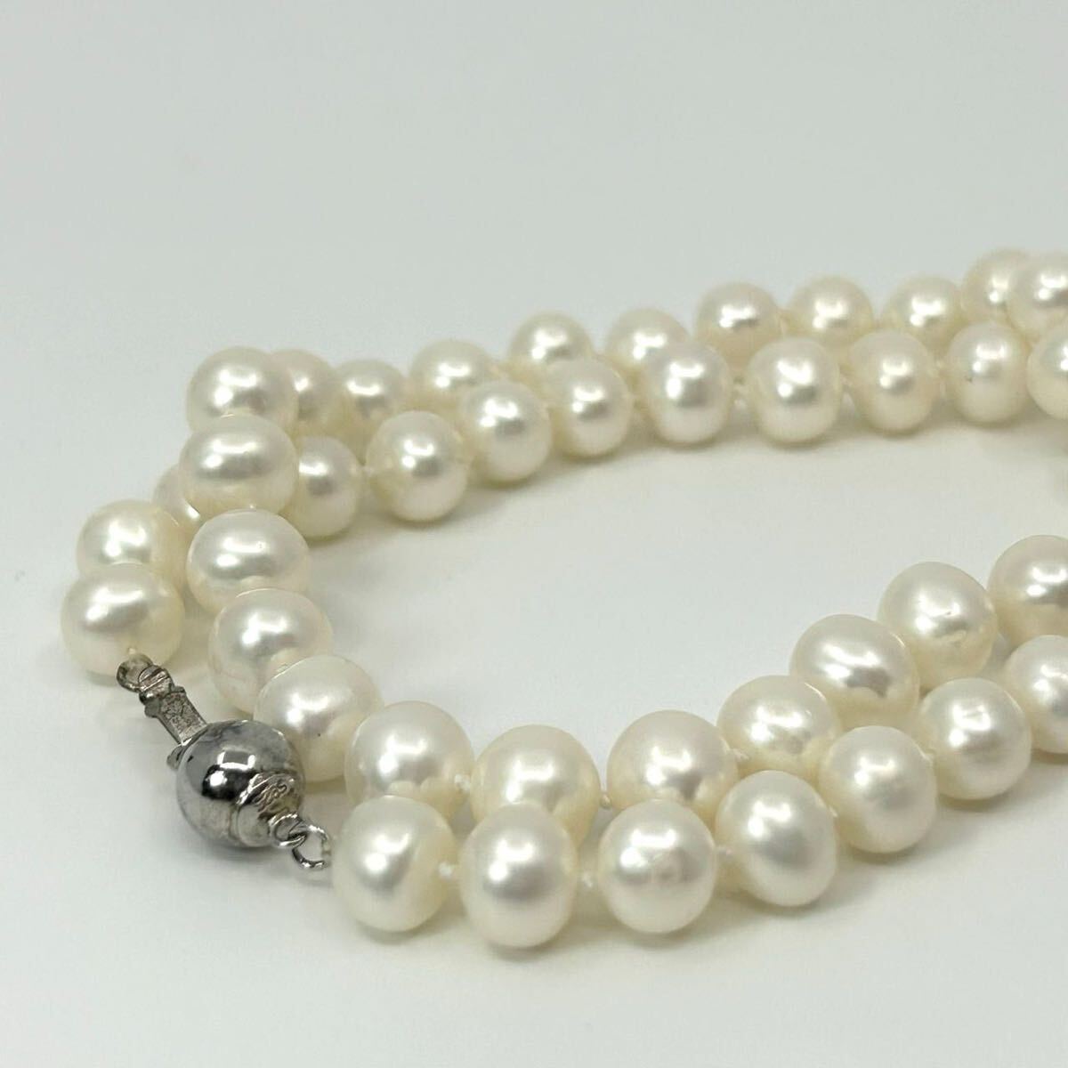 1円【美品】本真珠 淡水パール ネックレス ペンダント 7.3mm-8.7mm シルバー 冠婚葬祭 カジュアル フォーマル レディース メンズ兼用 I2拍卖