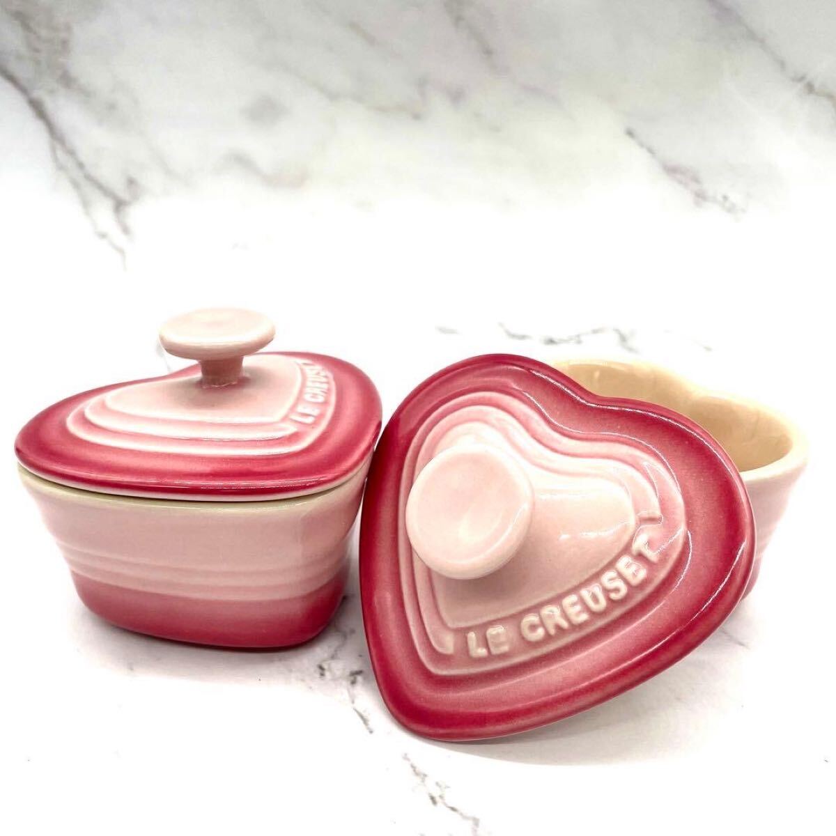 【美品】ル・クルーゼ LE CREUSET プチラムカン・ダムール ピンク ローズクォーツ Sサイズ ハート型 耐熱容器 オーブン対応 食洗機対応 拍卖