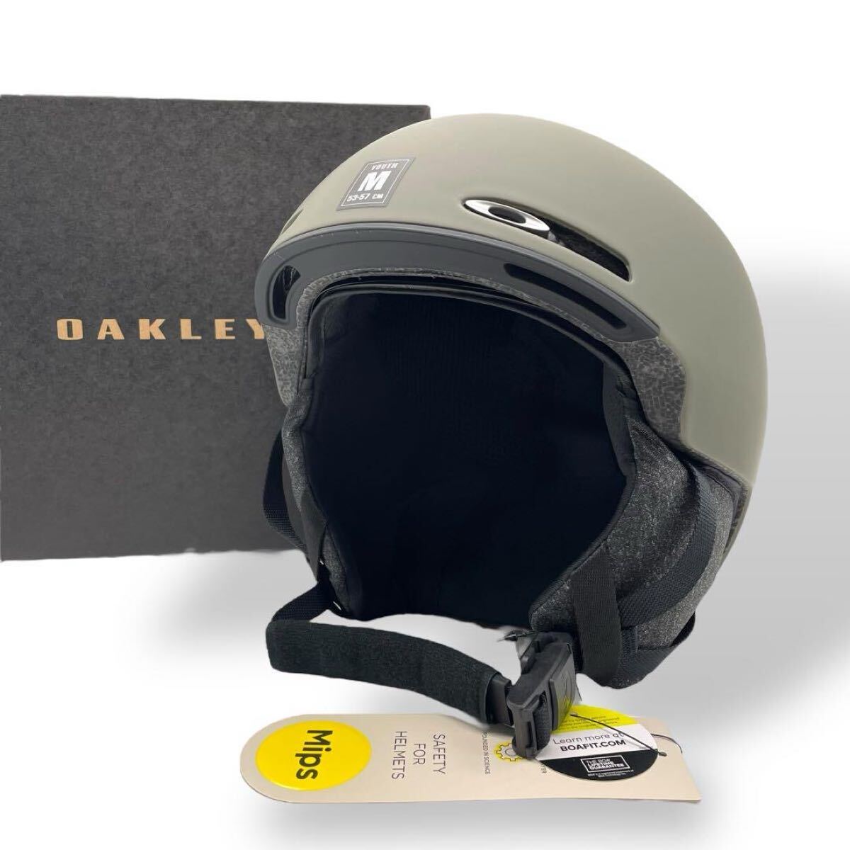 【美品】オークリー OAKLEY MOD1 ユース ヘルメット マットカーキ 子供用 Mサイズ 軽量 スノーボード スケートボード BOAシステム 箱付き拍卖