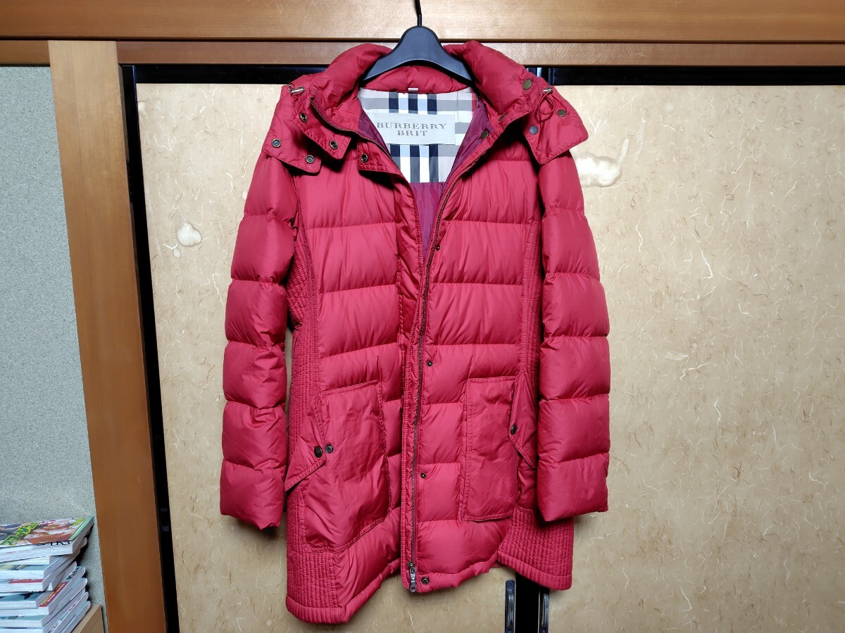 バーバリーブラックレーベル BURBERRY BLACK LABEL XL LL ホースマーク LONDON ロンドン ロングコート ノバチェック ダウンジャケット 赤金拍卖