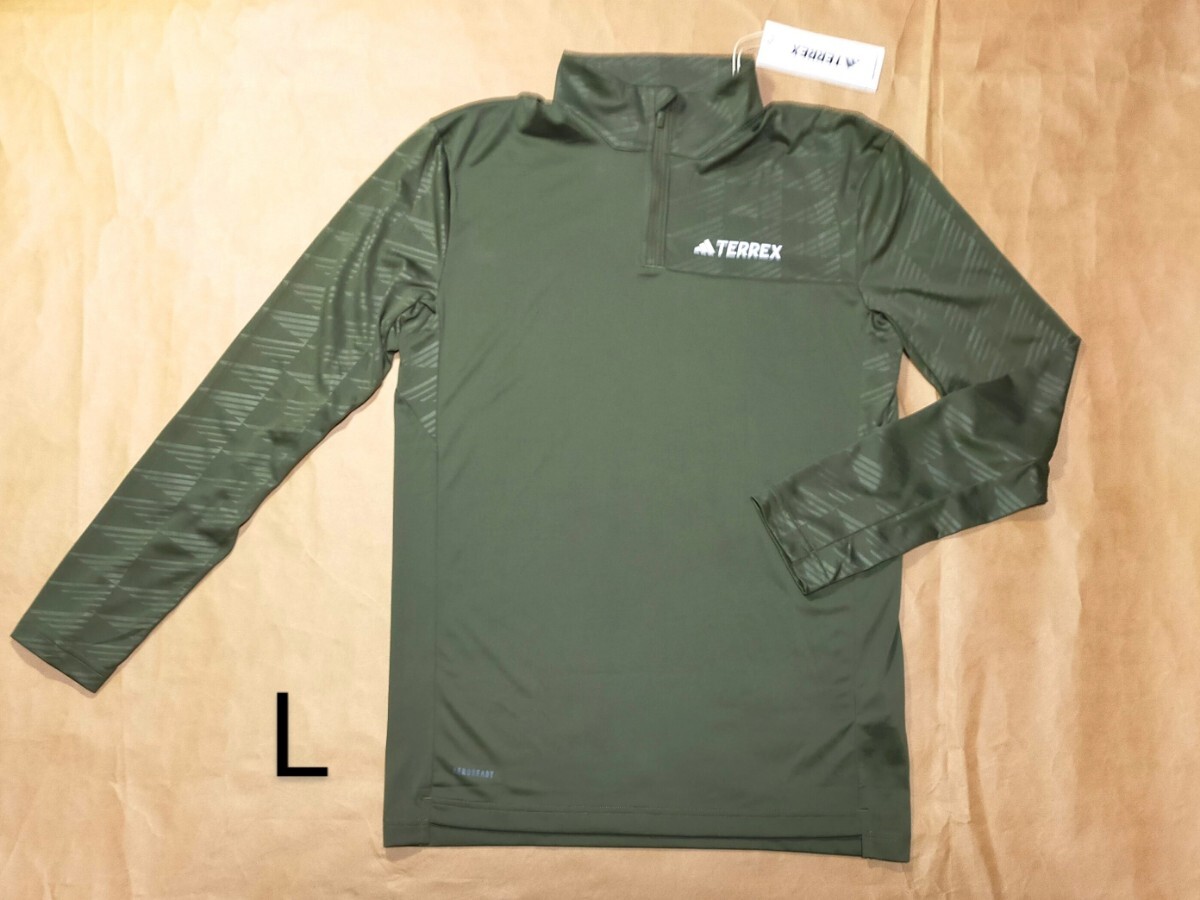 adidas アディダス/TERREX マルチ ハーフジップ長袖Tシャツ オリーブ L(IP4800 OLISTR)定価7500+税拍卖