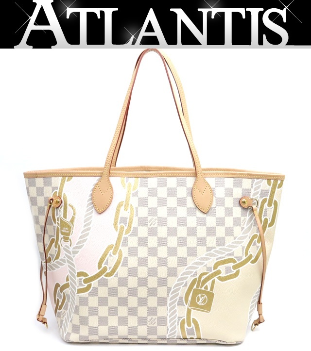 【広尾店】美品 ルイヴィトン Louis Vuitton ネヴァーフルMM トートバッグ ロープアンドチェーン ダミエ アズール N40471 【17456】拍卖