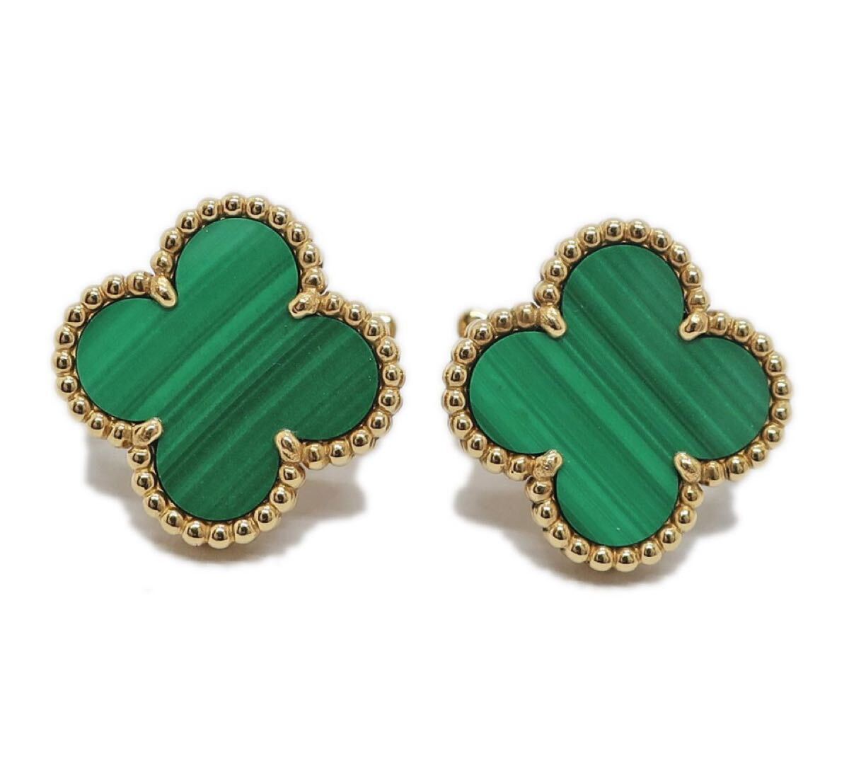 【極美品】 Van Cleef & Arpels ヴィンテージアルハンブラピアス マラカイト ピアスTA92510228拍卖