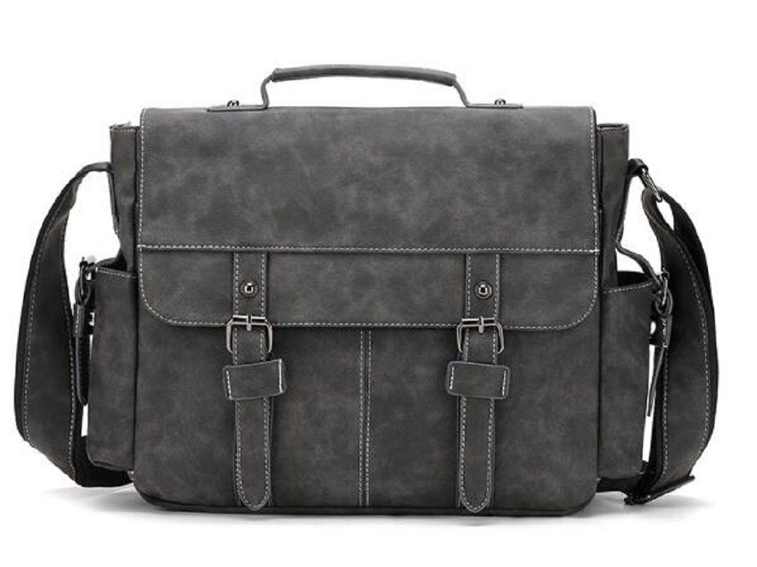 男性用バッグ大容量14インチノートパソコンバッグ男性用ショルダー斜め掛け横タイプ 灰拍卖