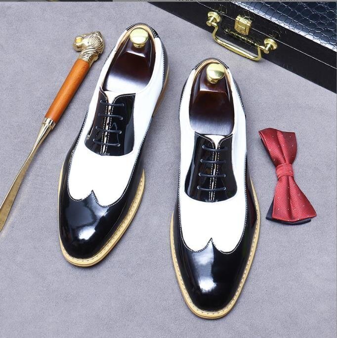 新作★貴重 ビジネスシューズ メンズ 本革レザーシューズ 職人手作り 牛革 フォーマル 紳士靴 ヴィンテージ 革靴 ▲黒白色2色つきあわ拍卖