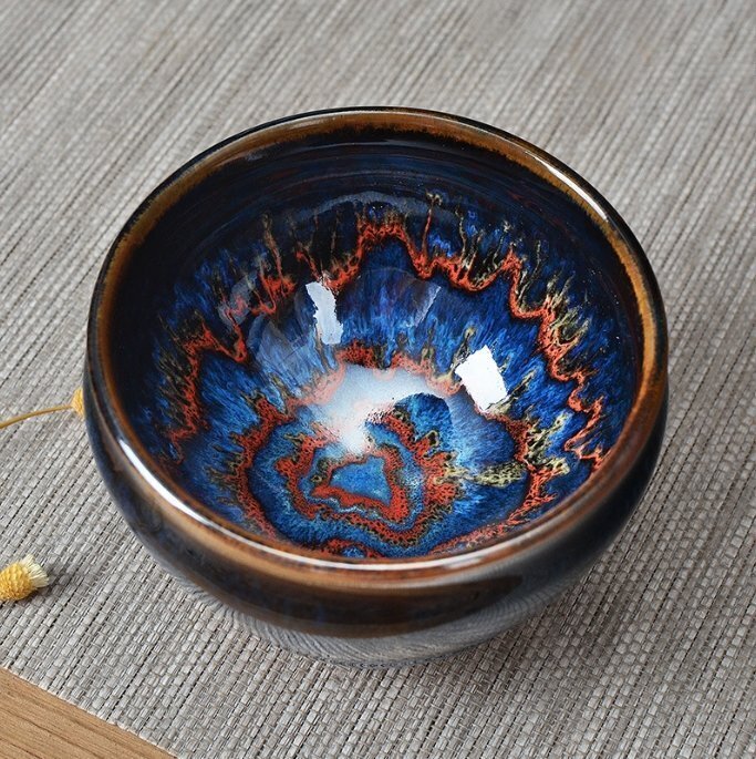 抹茶碗 天目茶碗 曜変天目茶碗 茶道具 お茶碗 国宝 窯変天目茶碗 油滴天目 茶道具 茶器 工芸品拍卖