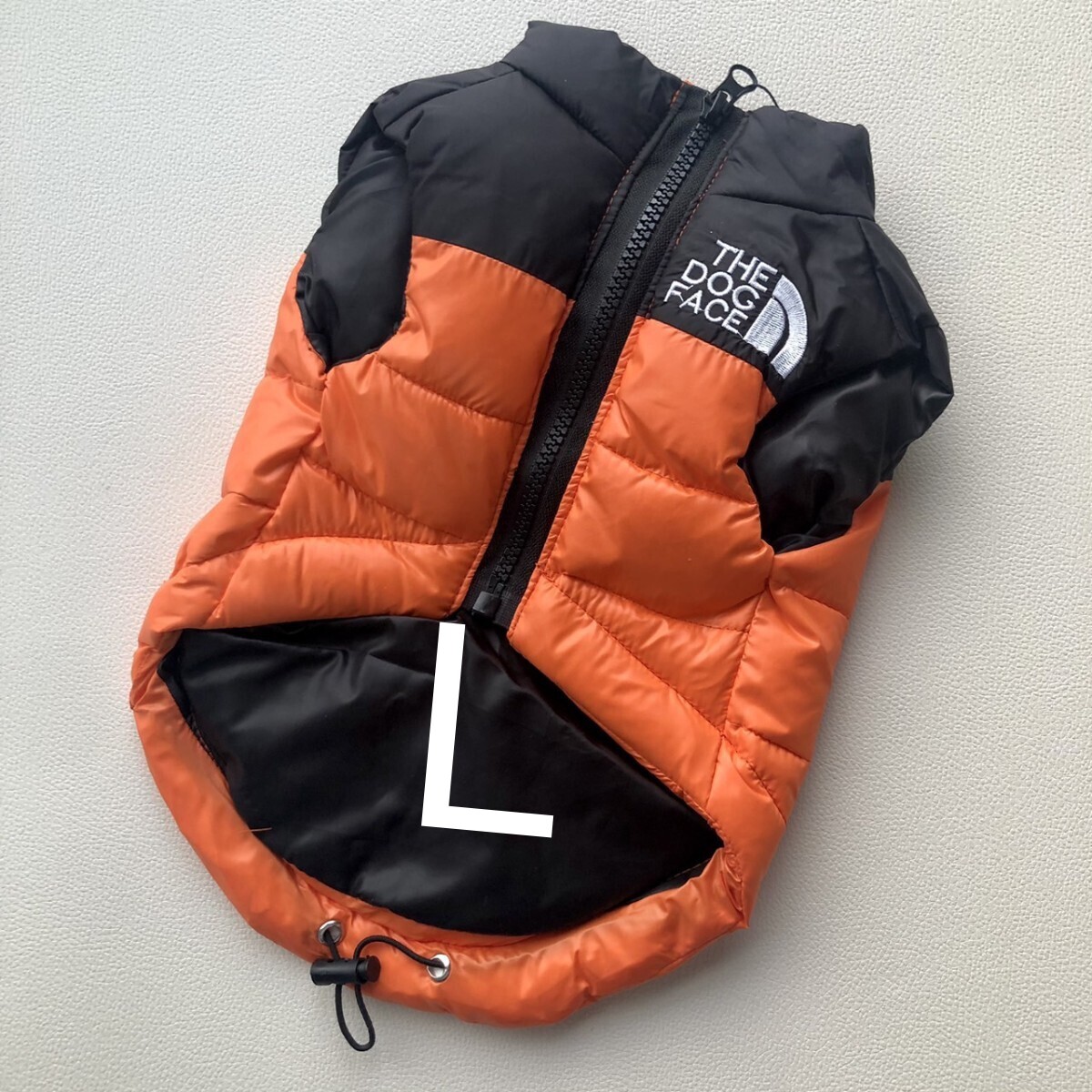 新品 犬服 L オレンジダウンベスト 超あたたかいドッグウェア ペット服 冬服 ダウンジャケット 拍卖