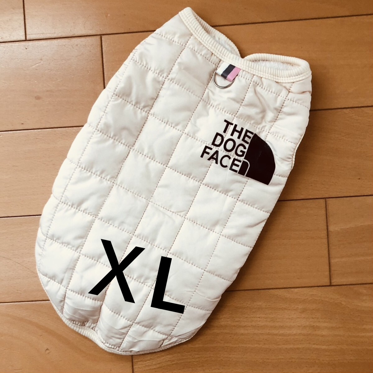 新品 犬服 XLサイズキルティングベスト前ボタン内側フリースリードをつけるリング付き拍卖