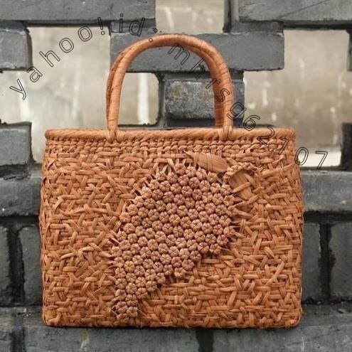 高品質★稀少★★職人手作り良品☆ 野山葡萄藤包かごバッグ 手編み山葡萄籠バッグ バスケット籐かご 高級UPハンドバック拍卖