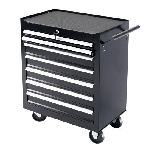 ローラーキャビネット 7段 ロールキャビネット ツールキャビネット ツールボックス 大型キャスター ブラック 1.9拍卖