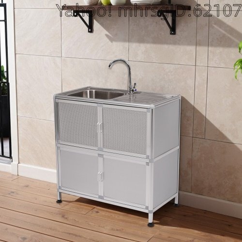 屋外シンクステンレスW83× d43.5 ×H109.5cmガーデンシンク作業台キッチン簡易シンク組み立て易い高さ調節キッチンカウンターシルバー1.7拍卖