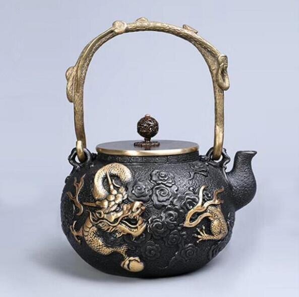 新入荷◆鉄器綺麗☆茶壺☆手彫り鉄壺 鉄やかん 鉄分補給 鉄器茶道具拍卖