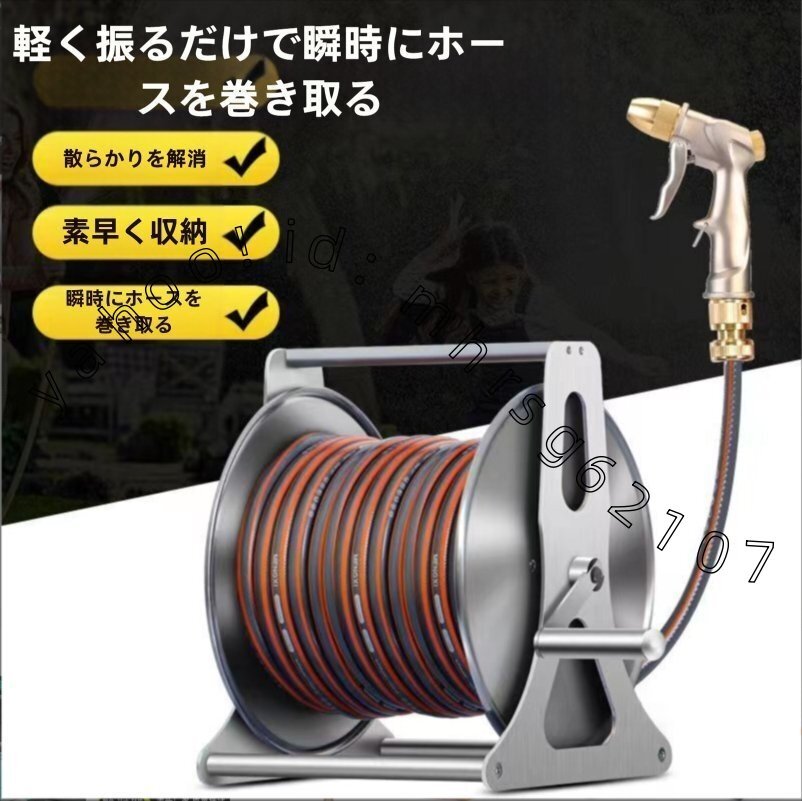 金属ホース車高圧水やり水鉄砲洗車神器ホース洗浄ホースホース接続水道収納棚家庭用20M拍卖