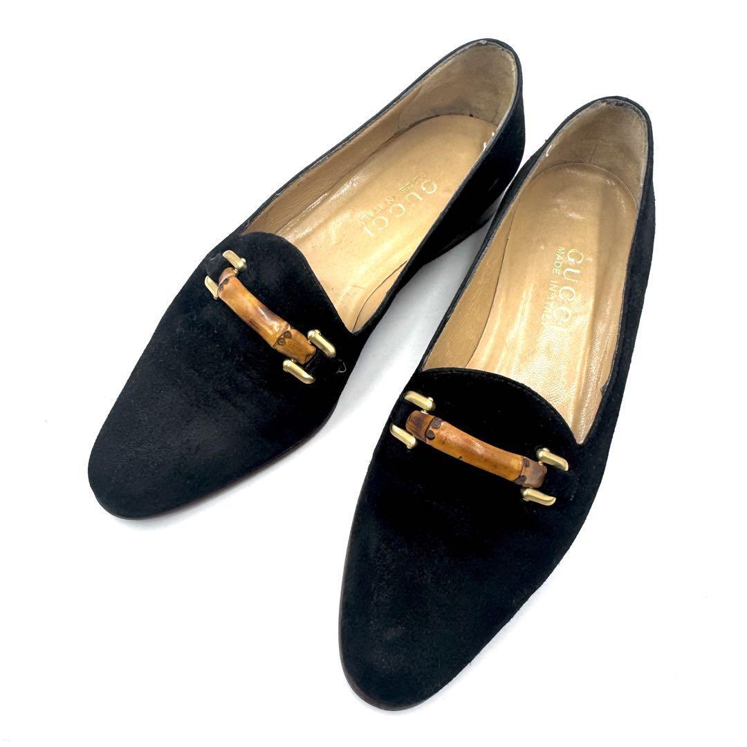 GUCCI グッチ スエード ローファー ブラック バンブー 22.5cm拍卖