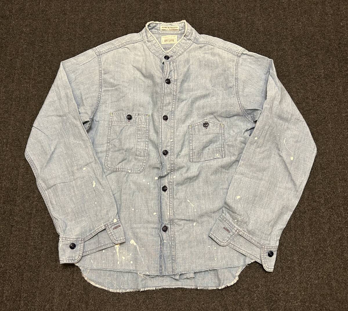 OLD PARK BIG YANK オールドパーク ビッグヤンク リメイク M S 15 バンドカラー プルオーバー 正規品 シャンブレー シャツ ワーク ペイント拍卖