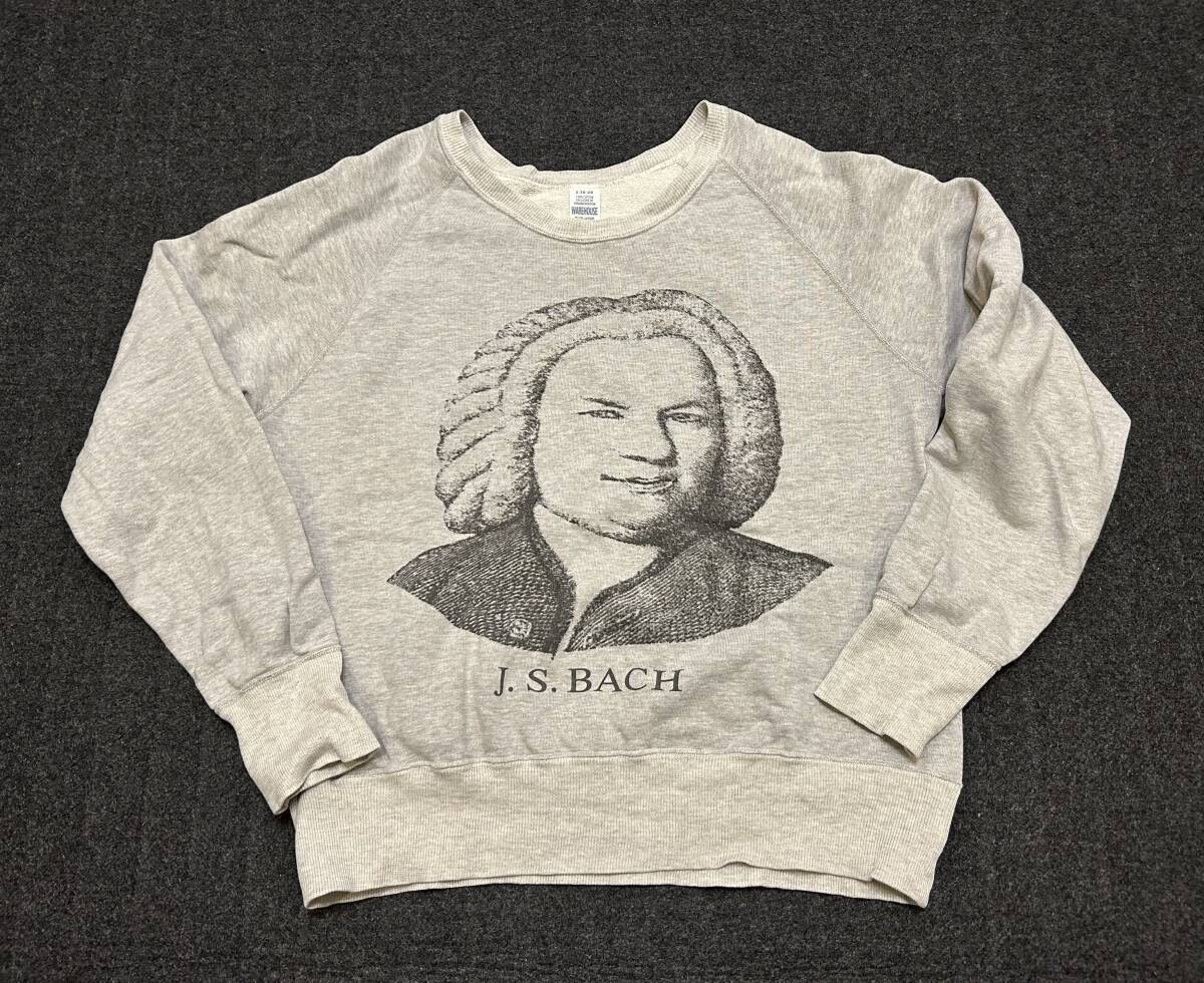 WAREHOUSE ウエアハウス BACH バッハ スウェット スエット S M 染込 偉人 音楽家 VINTAGE 古着 杢グレー セコハン 2ND-HAND ヴィンテージ拍卖